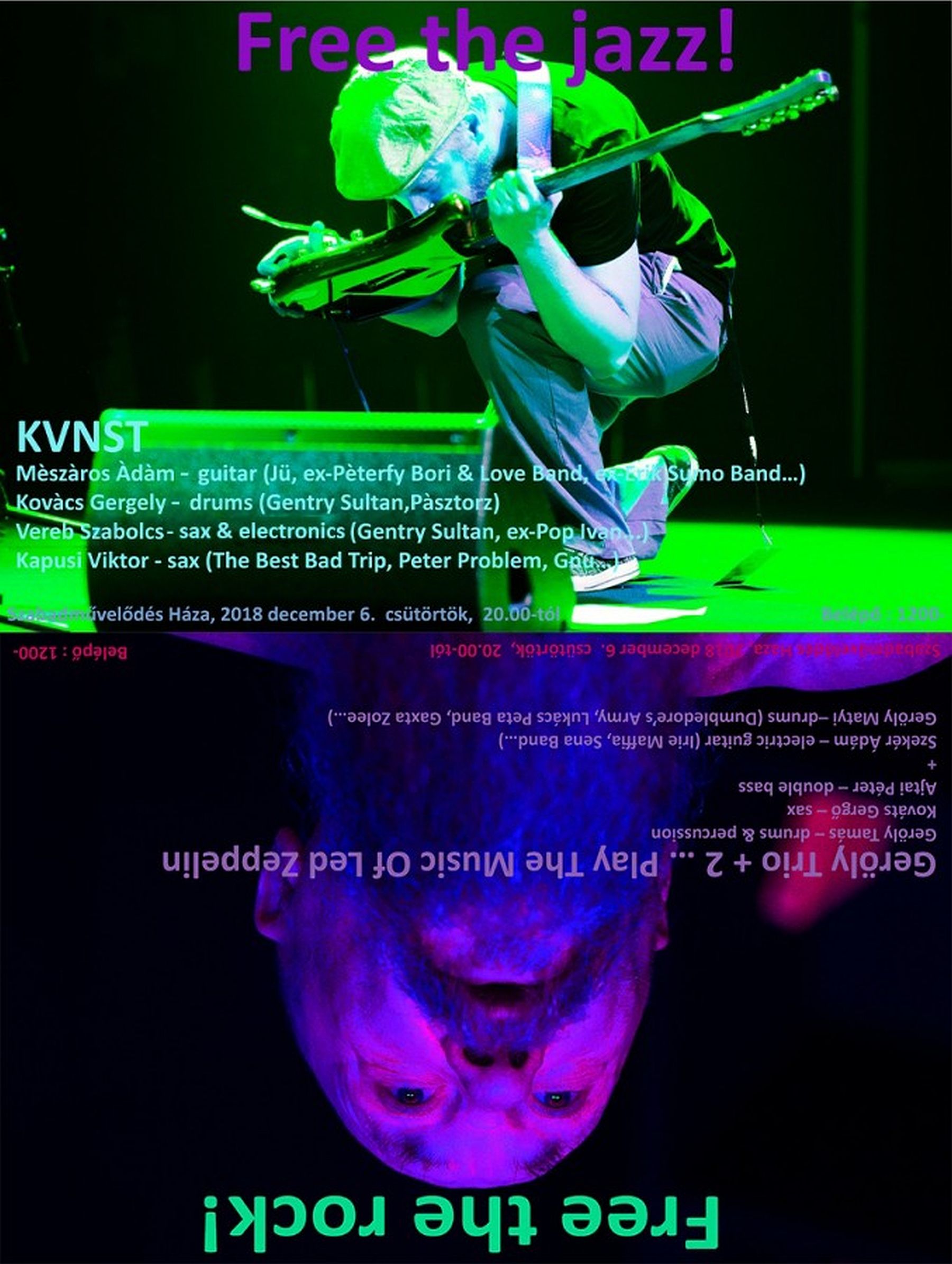 Jazz és rock - a KVNST és a Geröly Trio+2 koncertjei A Szabadművelődés Házában